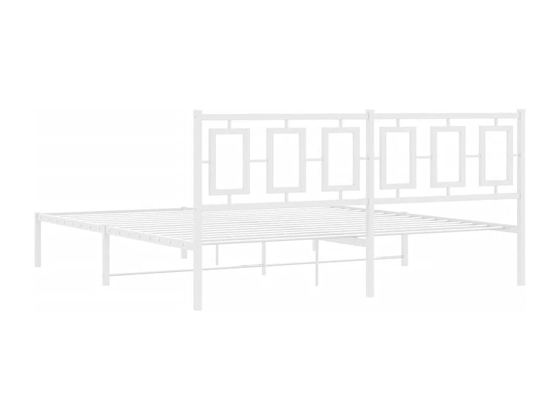 Cadre de lit métal sans matelas et tête de lit blanc 183x213 cm