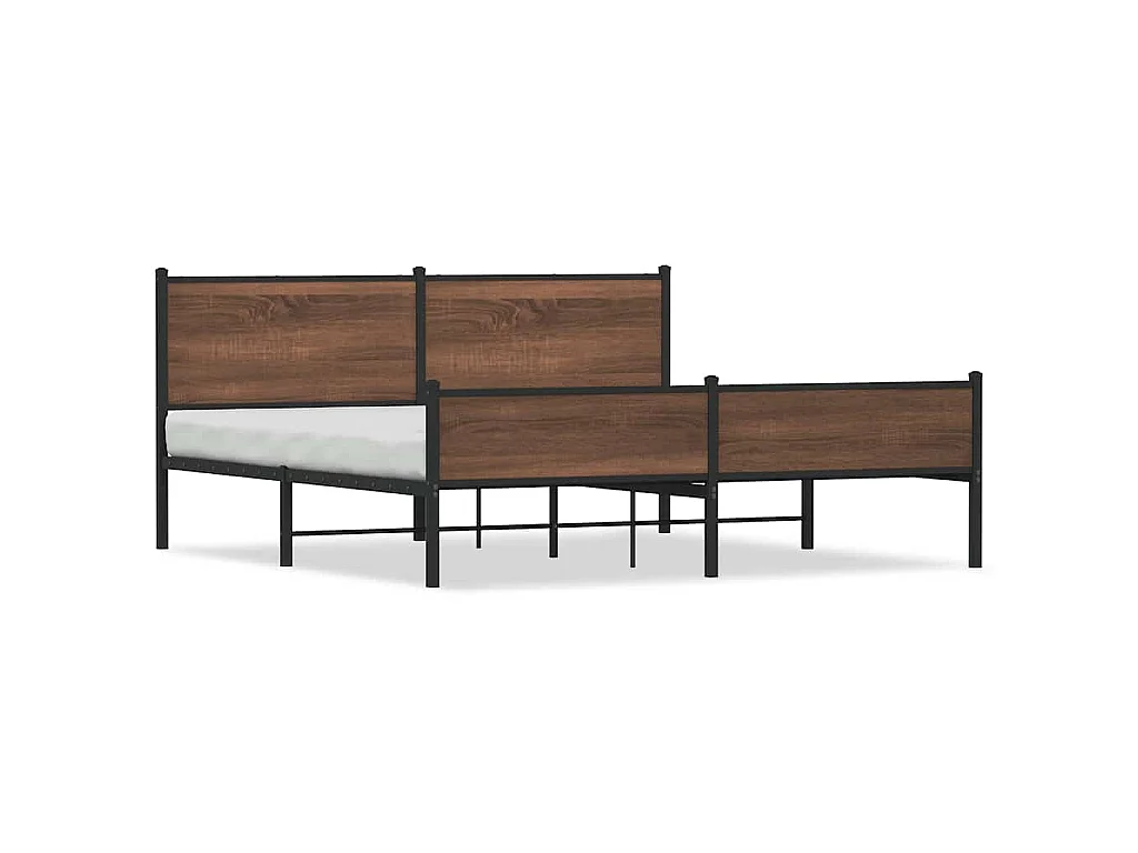 Estructura de cama sin colchón metal roble marrón 183x213 cm