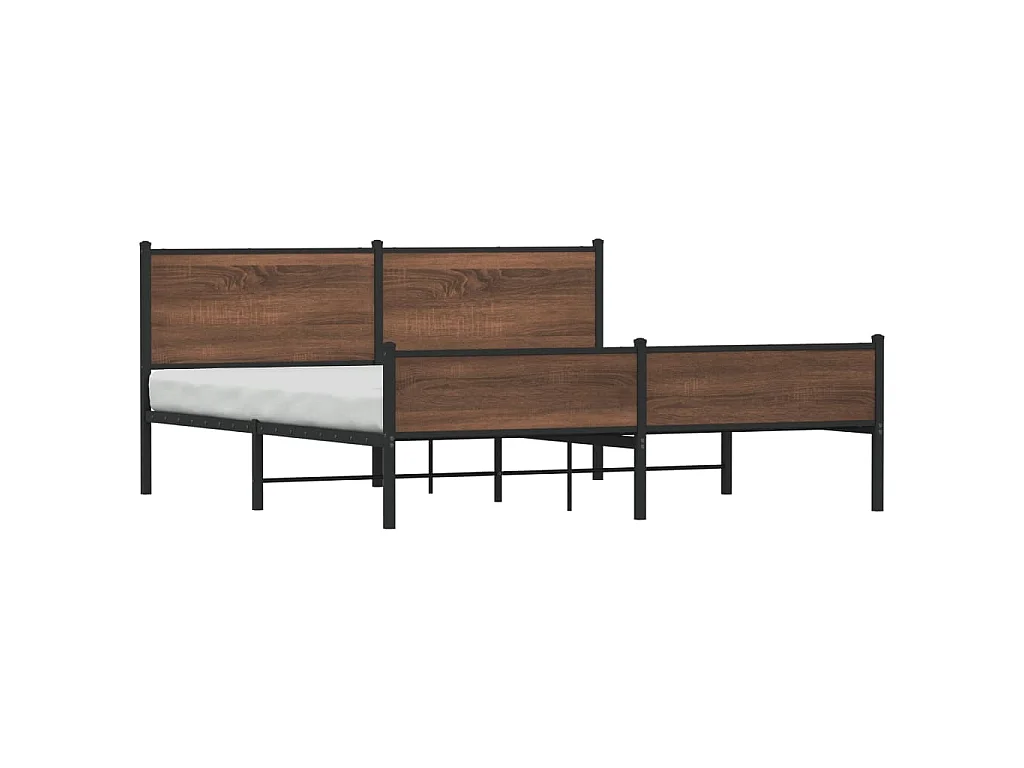Estructura de cama sin colchón metal roble marrón 183x213 cm