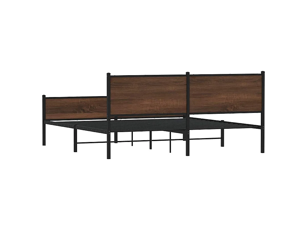 Estructura de cama sin colchón metal roble marrón 183x213 cm