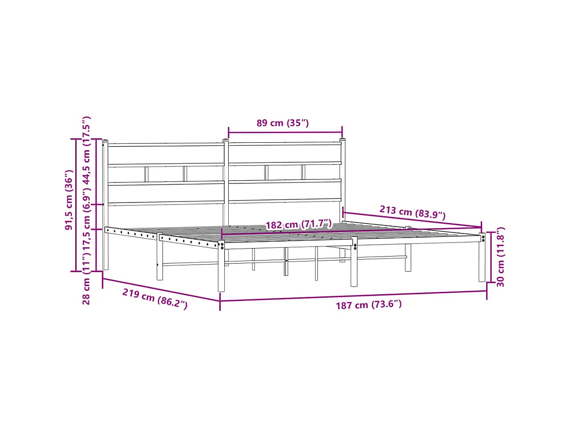Cadre de lit sans matelas avec tête de lit 183x213 cm