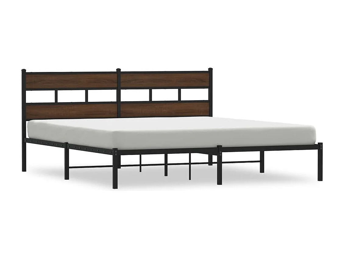Estructura cama con cabecero sin colchón marrón roble 183x213cm
