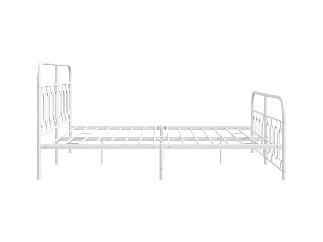 Cadre de lit métal sans matelas et pied de lit blanc 183x213 cm