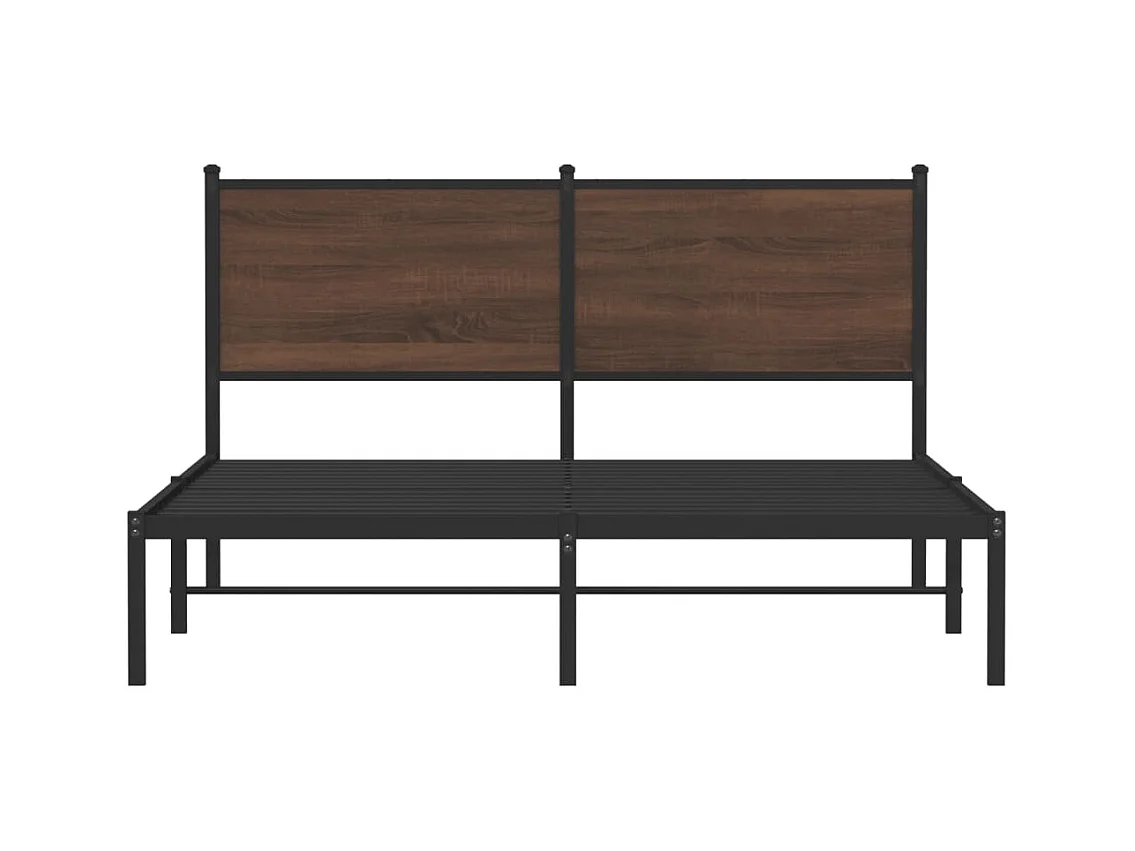 Cadre de lit en métal sans matelas chêne marron 137x190 cm