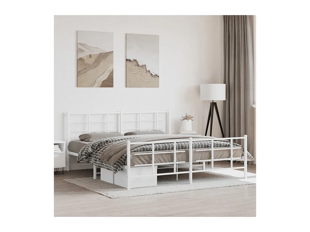 Estructura cama sin colchón con estribo metal blanco 183x213 cm