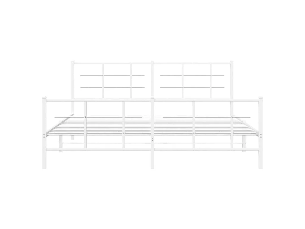 Cadre de lit métal sans matelas et pied de lit blanc 183x213 cm