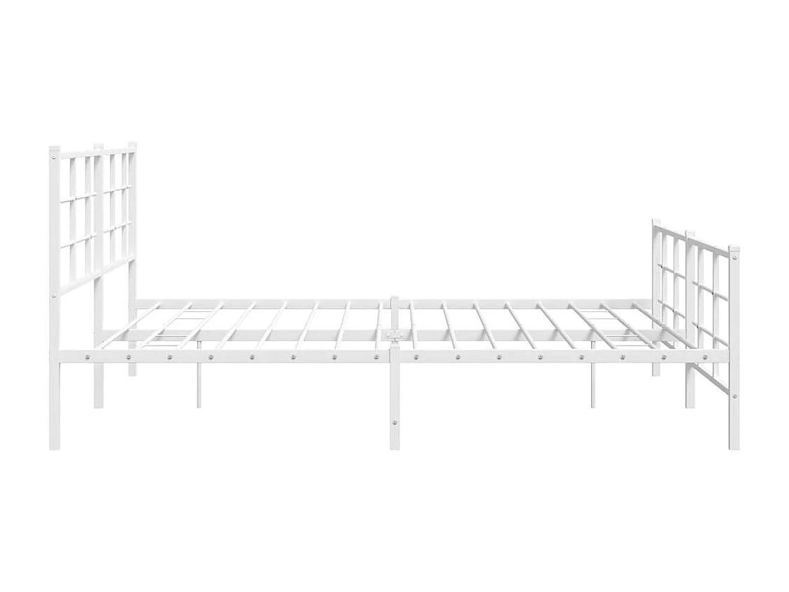Cadre de lit métal sans matelas et pied de lit blanc 183x213 cm