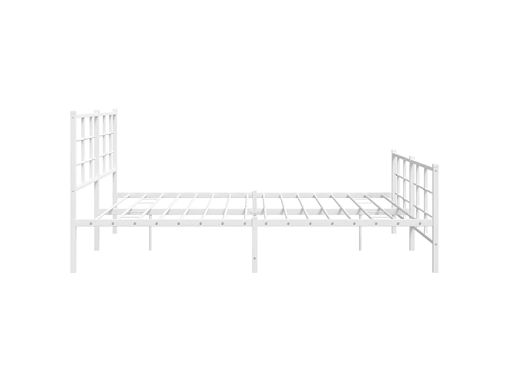 Cadre de lit métal sans matelas et pied de lit blanc 183x213 cm