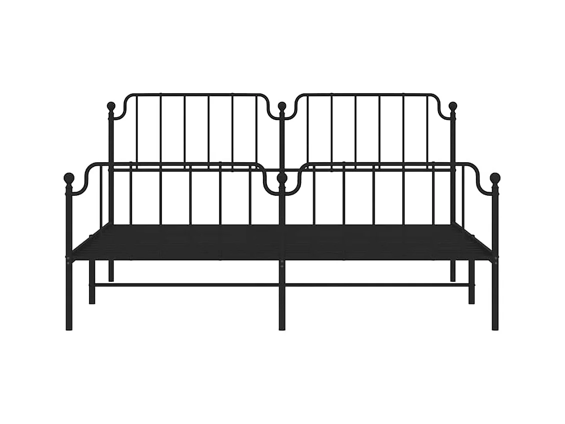 Cadre de lit métal sans matelas avec pied de lit noir 183x213cm