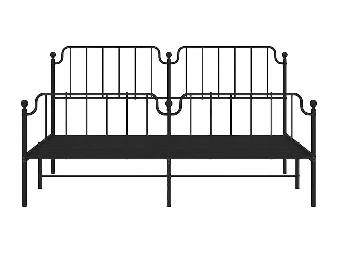 Cadre de lit métal sans matelas avec pied de lit noir 183x213cm