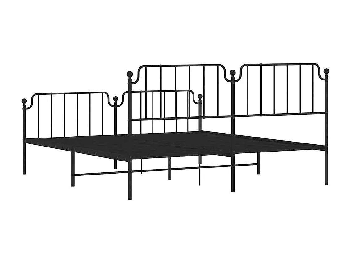 Cadre de lit métal sans matelas avec pied de lit noir 183x213cm