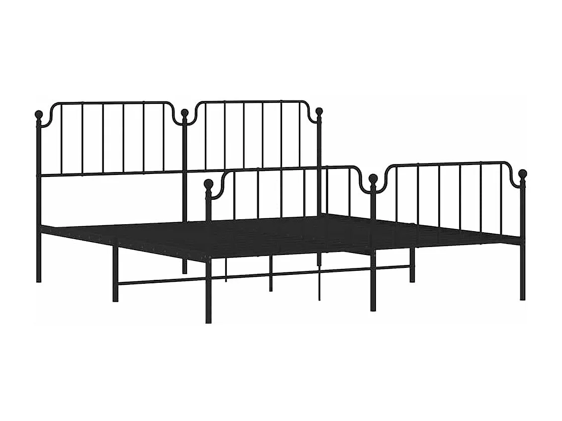 Cadre de lit métal sans matelas avec pied de lit noir 183x213cm
