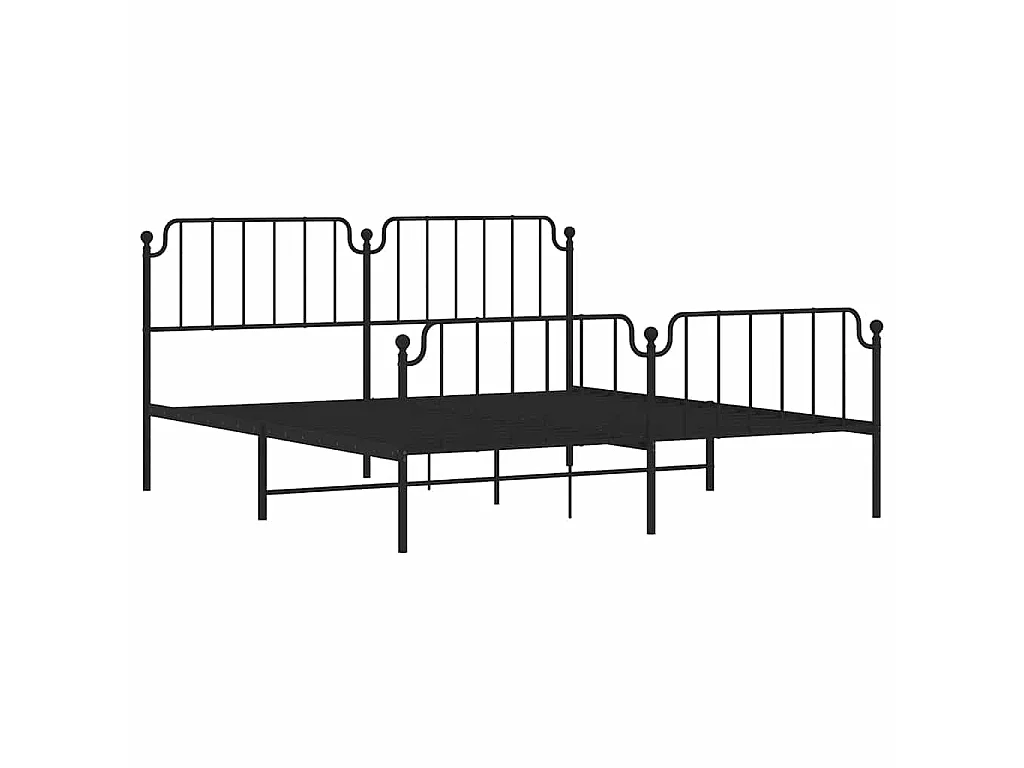 Cadre de lit métal sans matelas avec pied de lit noir 183x213cm