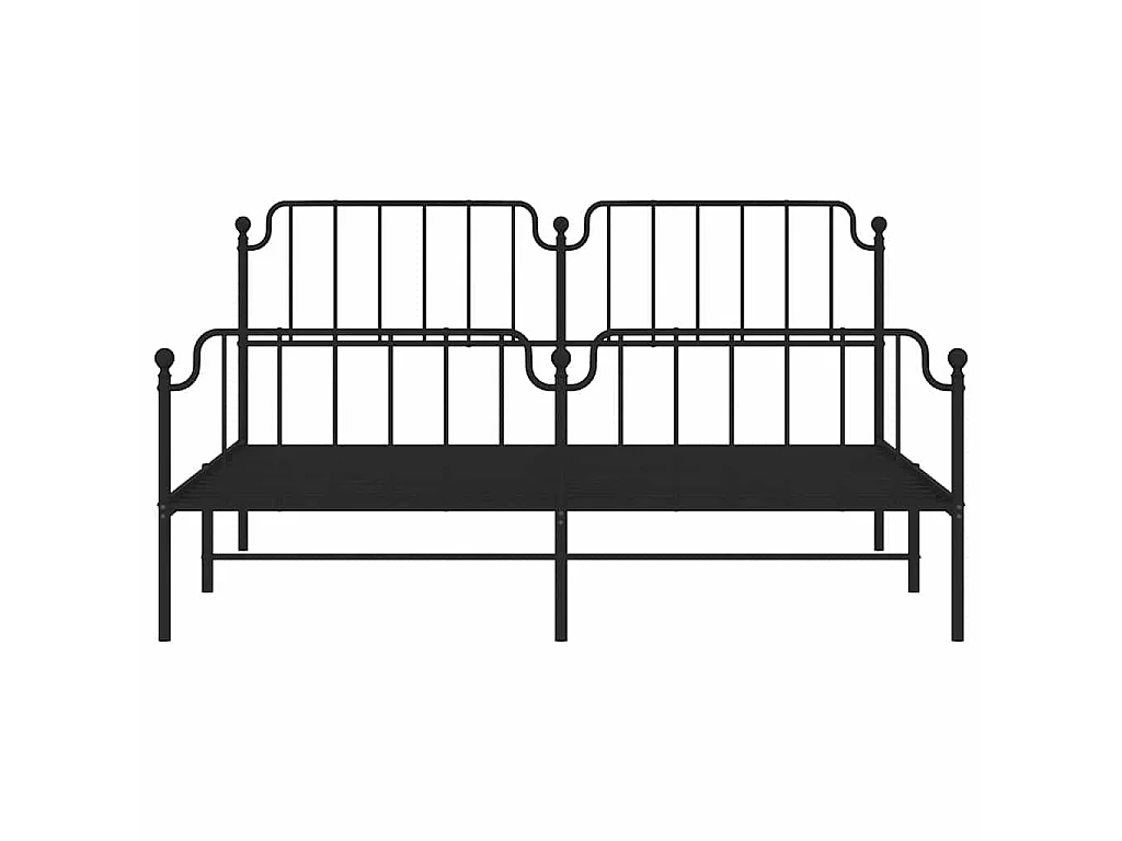 Cadre de lit métal sans matelas avec pied de lit noir 183x213cm
