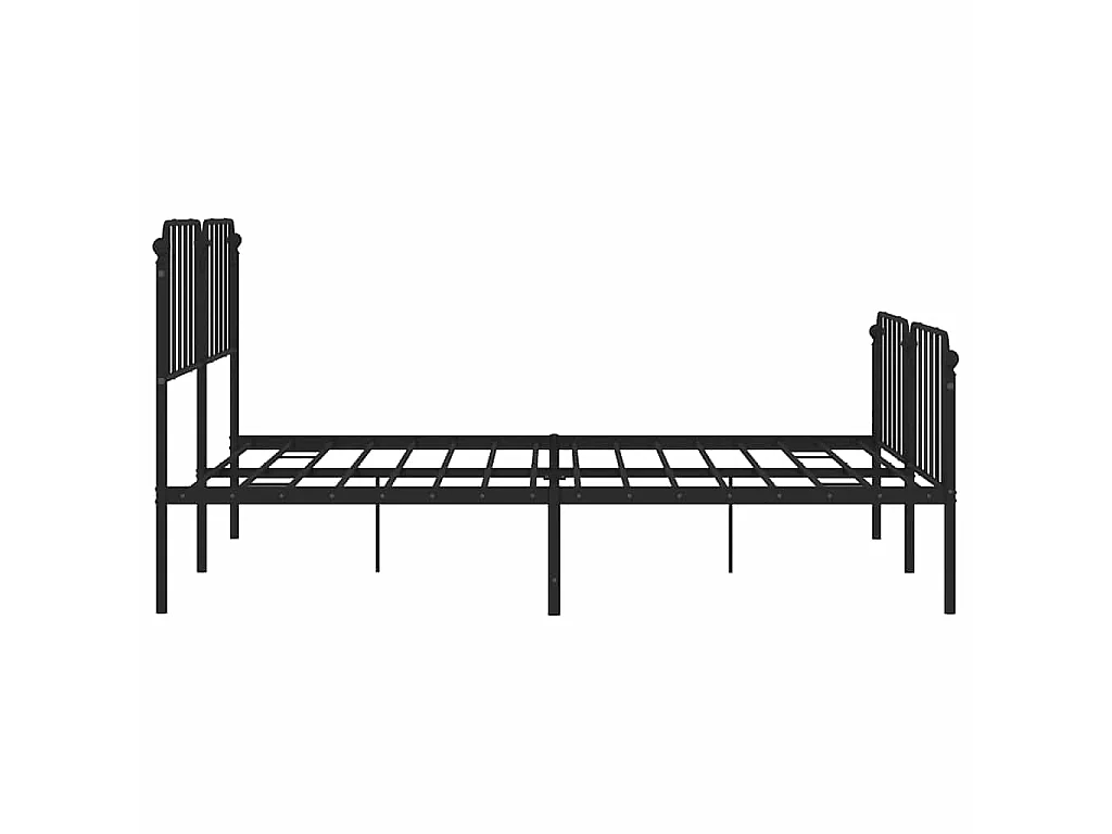 Cadre de lit métal sans matelas avec pied de lit noir 183x213cm