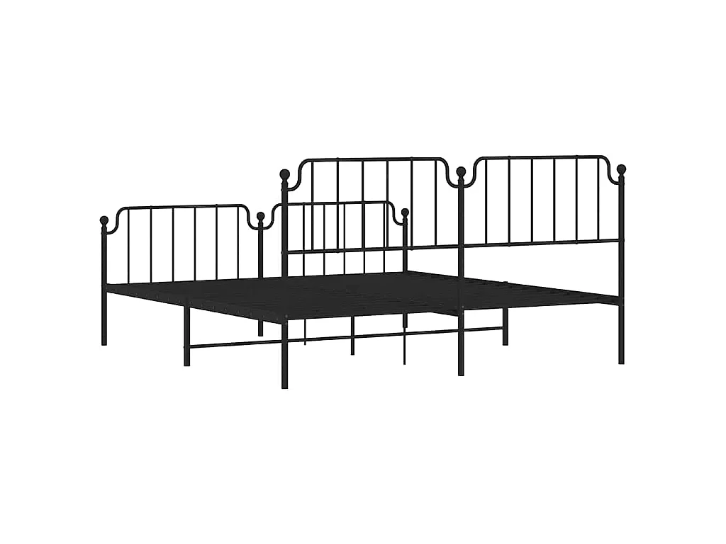 Cadre de lit métal sans matelas avec pied de lit noir 183x213cm