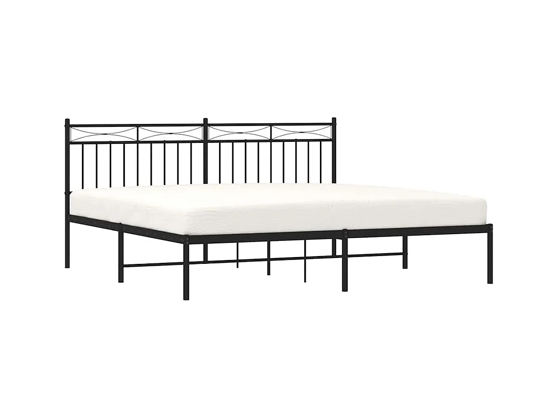 Cadre de lit métal sans matelas avec tête de lit noir 183x213cm