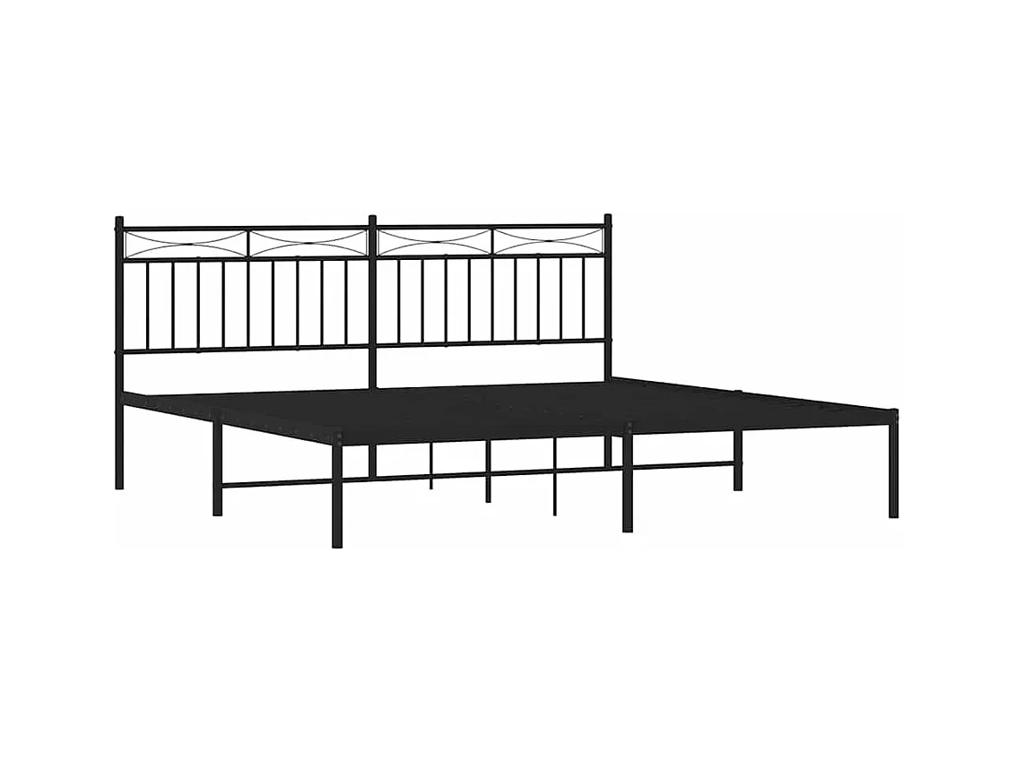 Cadre de lit métal sans matelas avec tête de lit noir 183x213cm