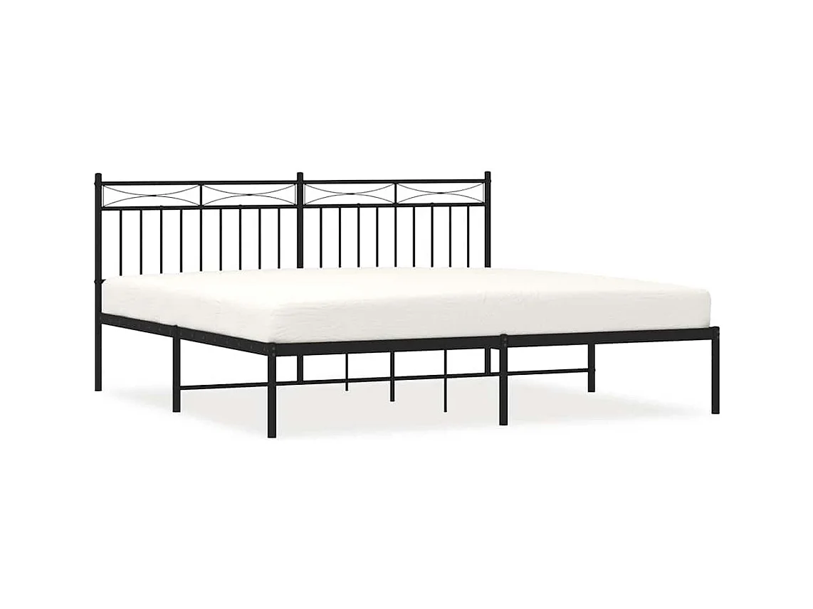 Cadre de lit métal sans matelas avec tête de lit noir 183x213cm