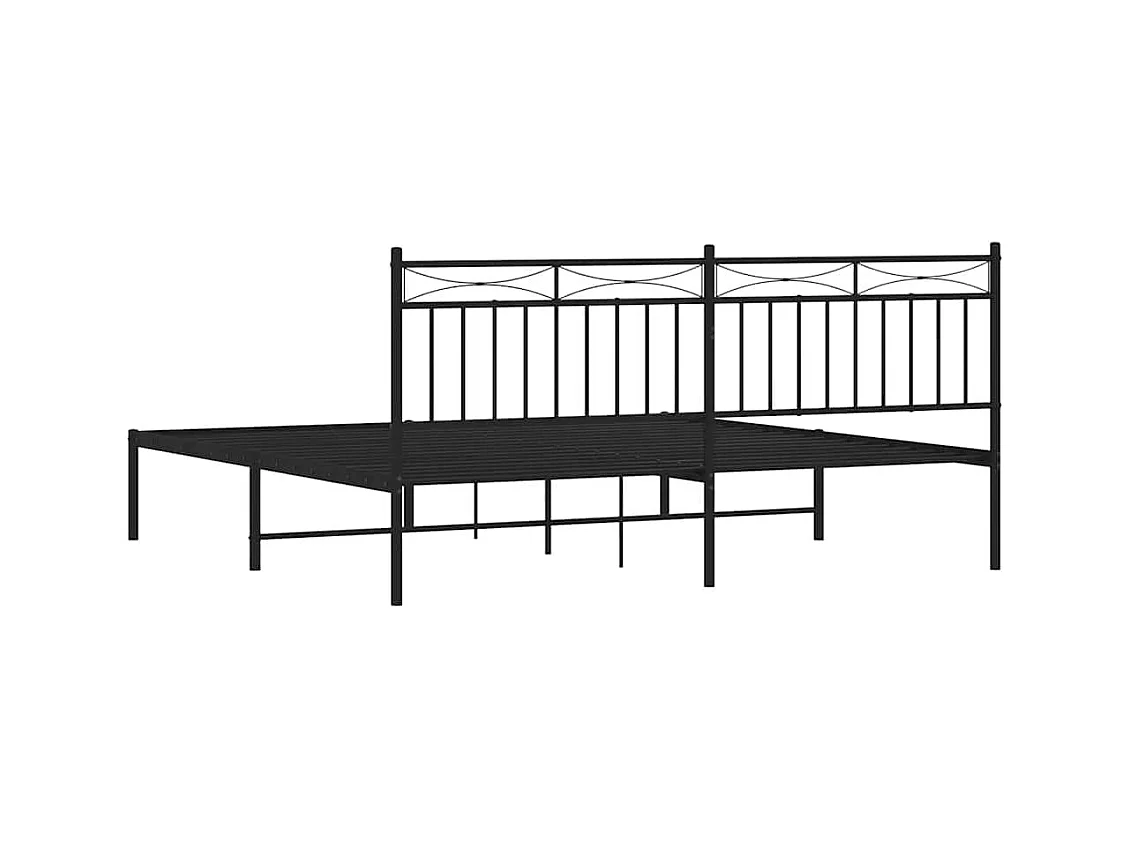 Cadre de lit métal sans matelas avec tête de lit noir 183x213cm