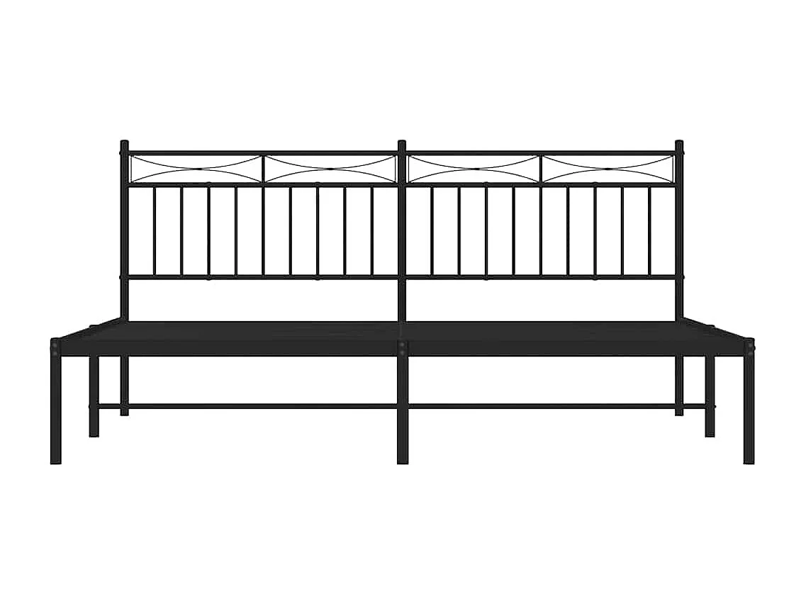 Cadre de lit métal sans matelas avec tête de lit noir 183x213cm