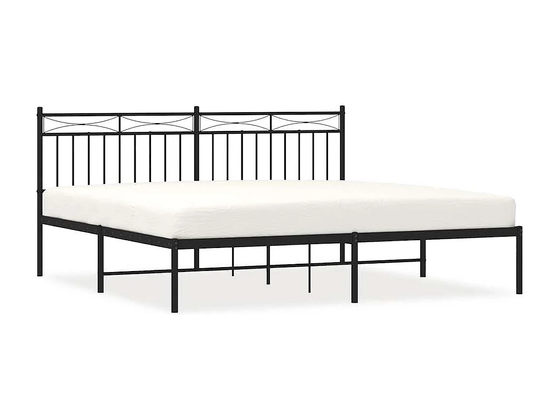 Cadre de lit métal sans matelas avec tête de lit noir 183x213cm