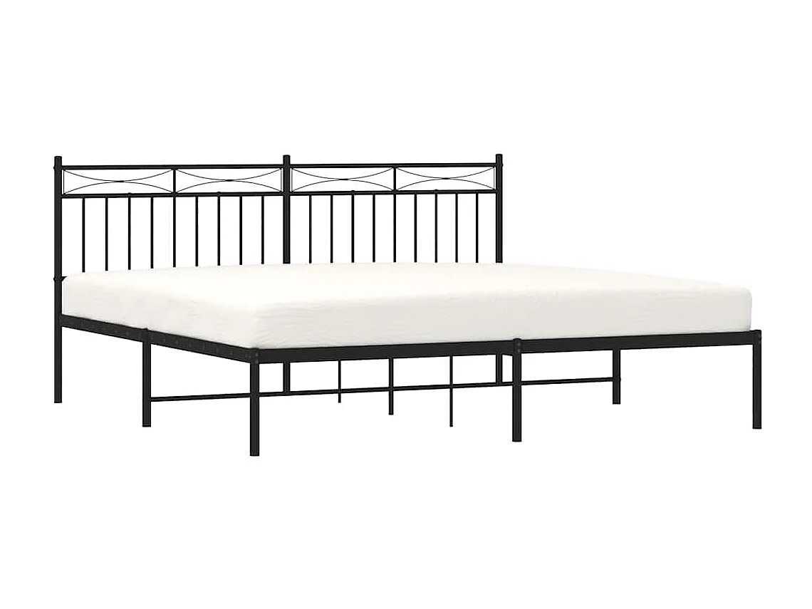 Cadre de lit métal sans matelas avec tête de lit noir 183x213cm