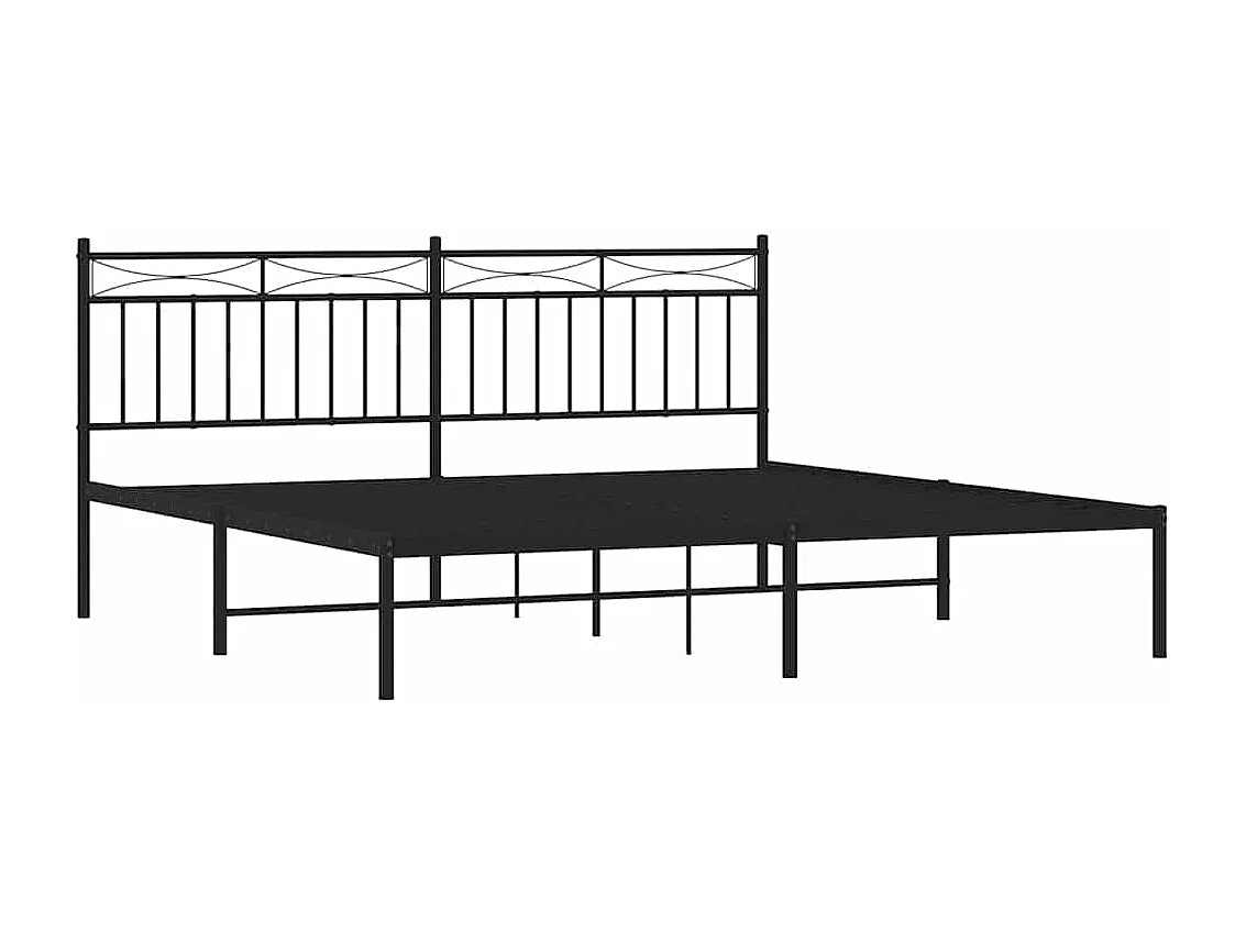Cadre de lit métal sans matelas avec tête de lit noir 183x213cm