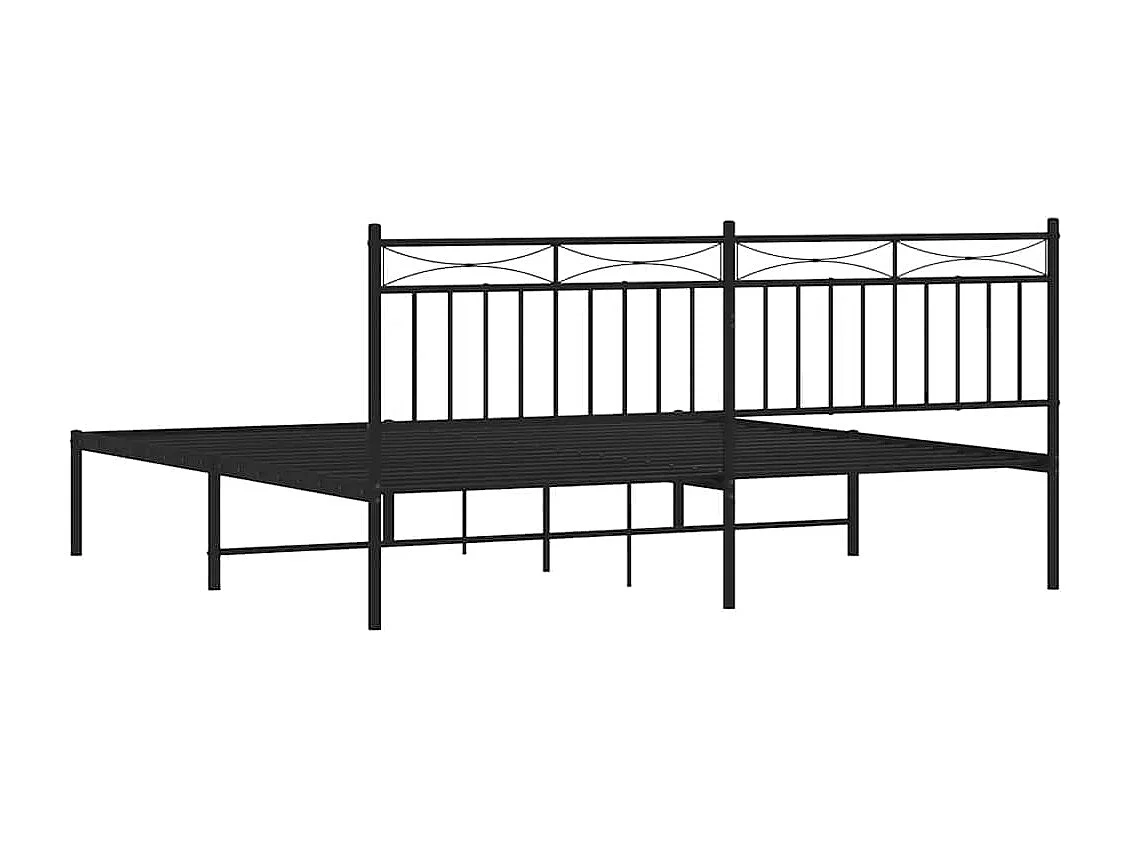 Cadre de lit métal sans matelas avec tête de lit noir 183x213cm