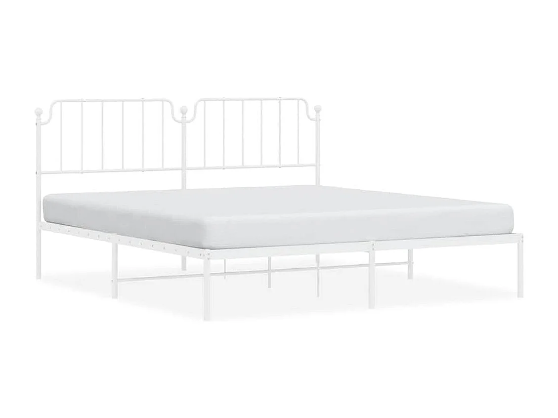Cadre de lit métal sans matelas et tête de lit blanc 183x213 cm
