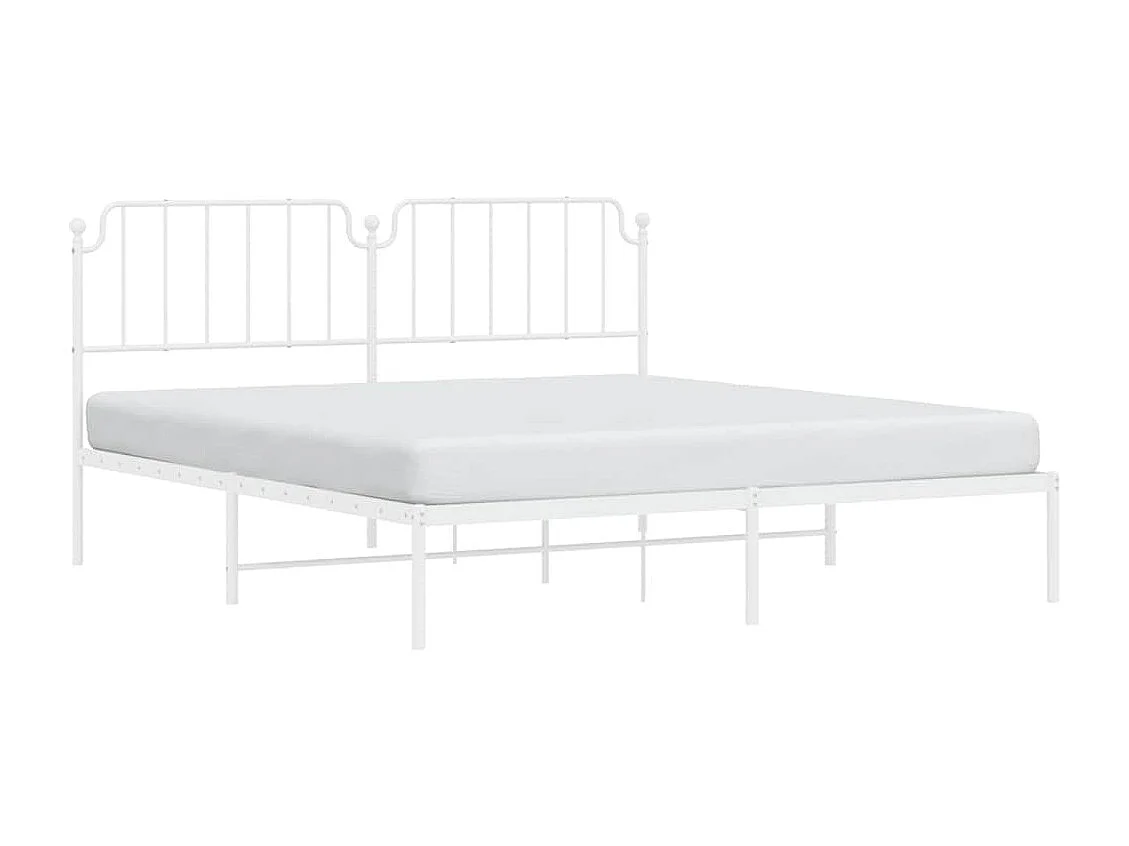 Cadre de lit métal sans matelas et tête de lit blanc 183x213 cm