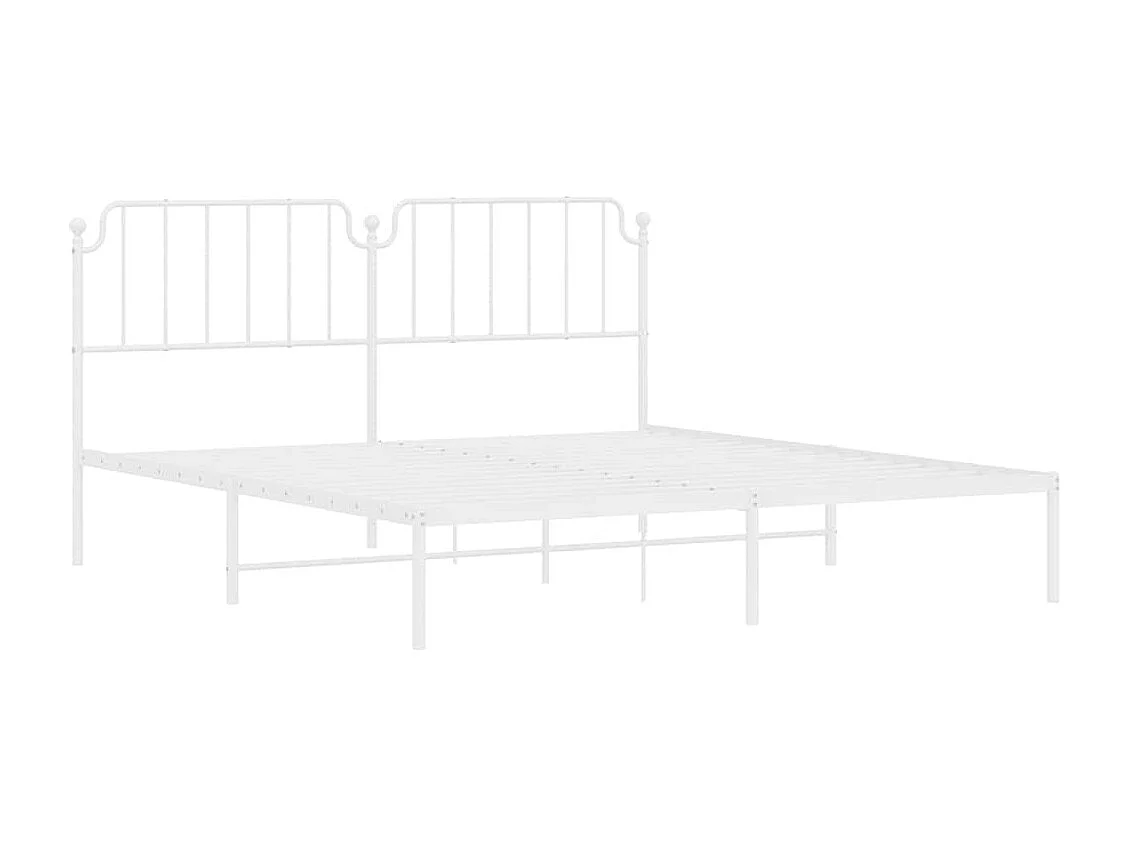 Cadre de lit métal sans matelas et tête de lit blanc 183x213 cm