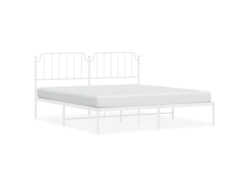 Cadre de lit métal sans matelas et tête de lit blanc 183x213 cm