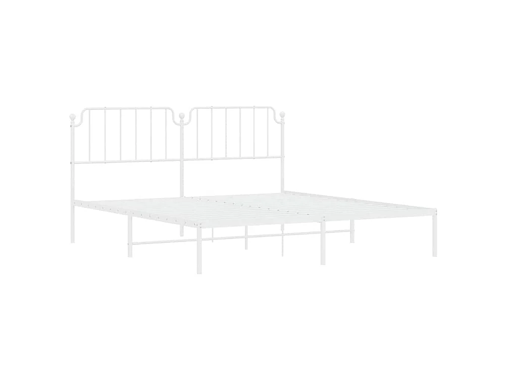 Cadre de lit métal sans matelas et tête de lit blanc 183x213 cm