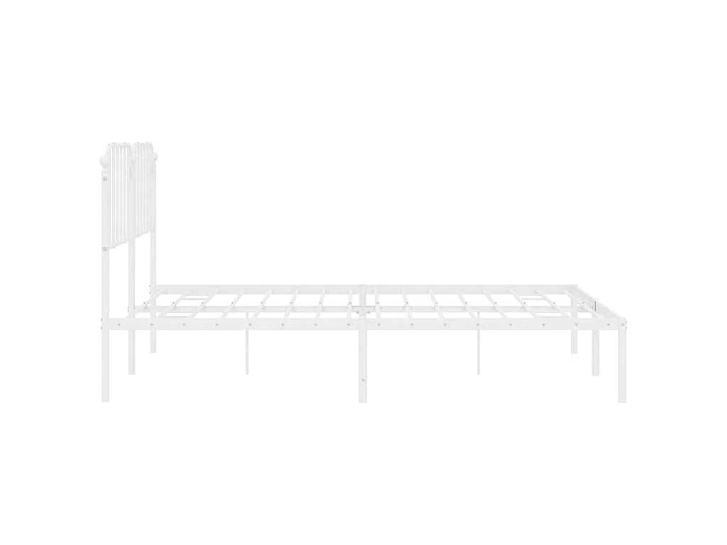 Cadre de lit métal sans matelas et tête de lit blanc 183x213 cm
