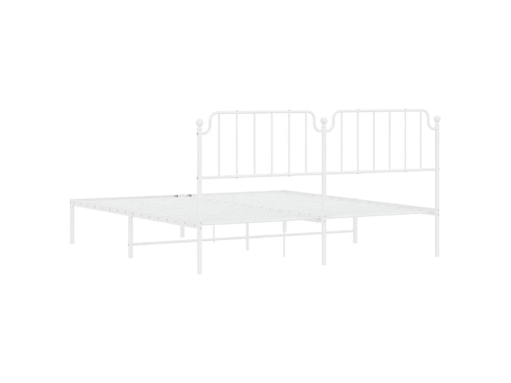 Cadre de lit métal sans matelas et tête de lit blanc 183x213 cm