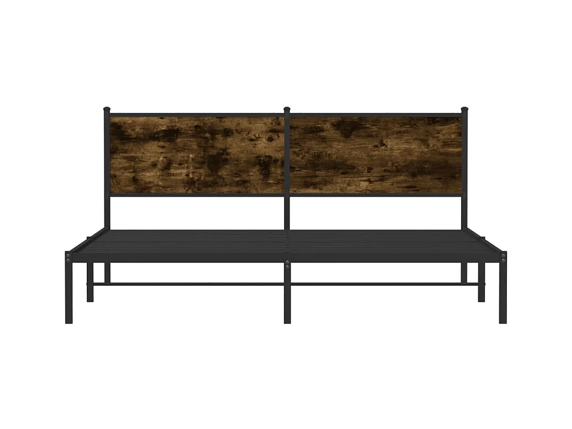 Cadre de lit en métal sans matelas chêne fumé 183x213 cm