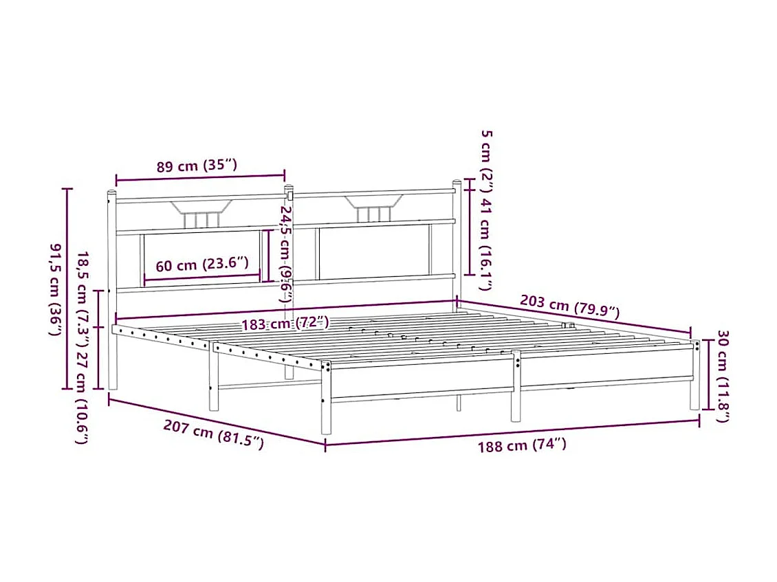 Bedframe zonder matras bewerkt hout bruin eikenkleur 183x203 cm