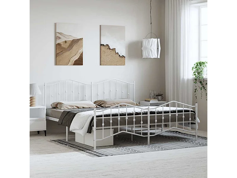 Giroletto con Testiera e Pediera Metallo Bianco 183x213 cm