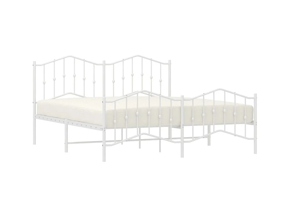 Bedframe met hoofd- en voeteneinde metaal wit 183x213 cm