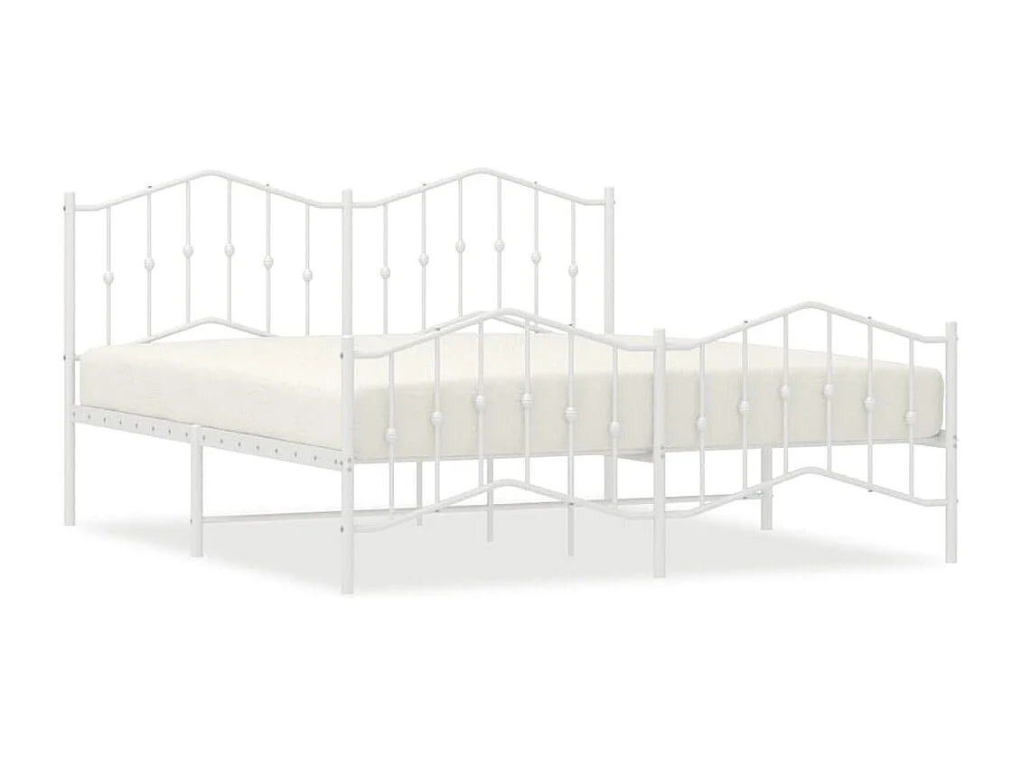 Estrutura de cama com cabeceira e pés 183x213 cm metal branco