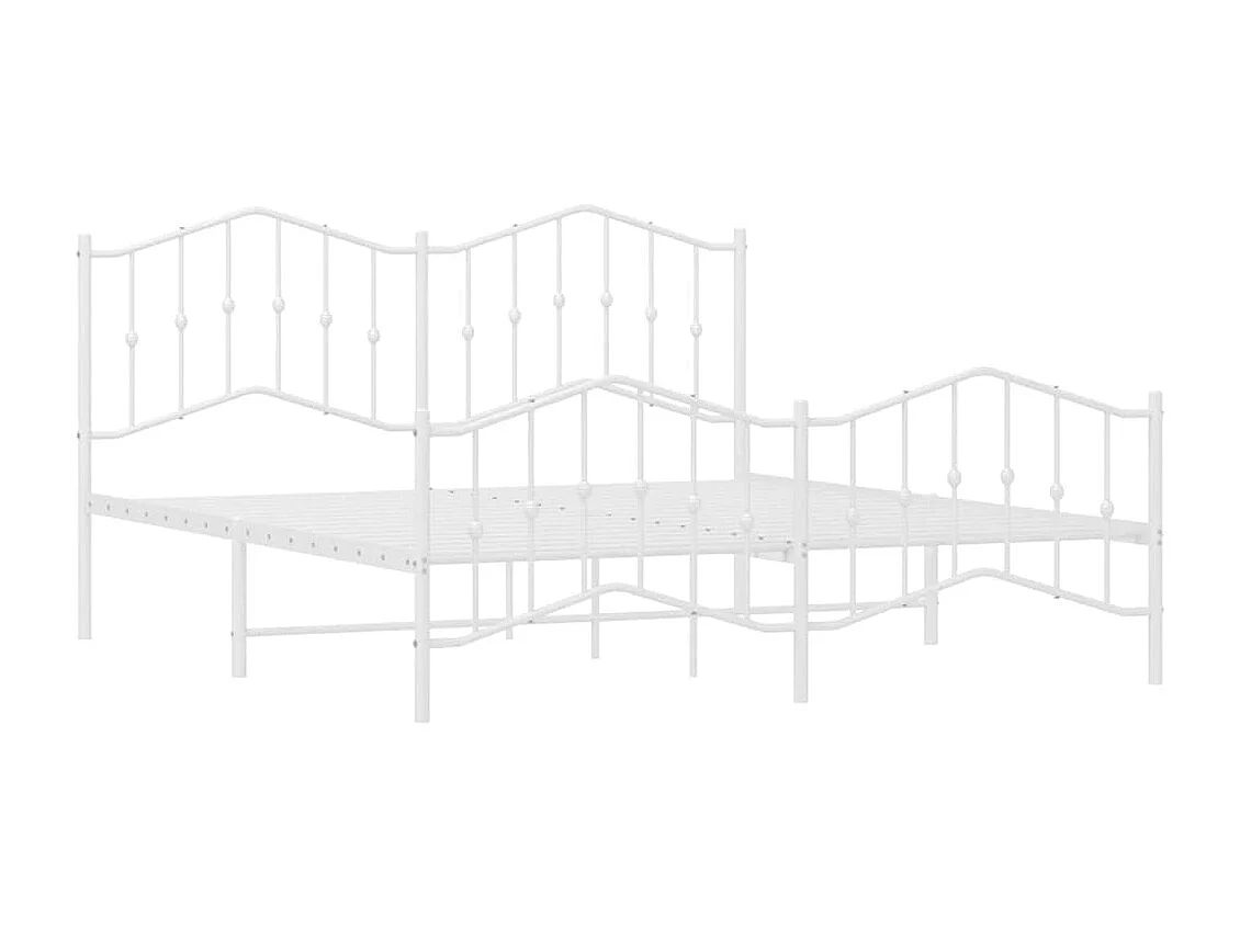 Estrutura de cama com cabeceira e pés 183x213 cm metal branco