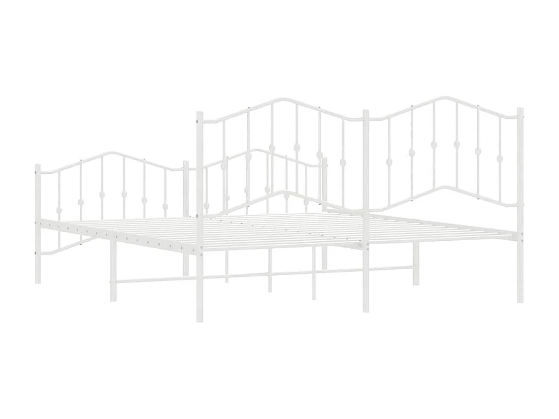 Estrutura de cama com cabeceira e pés 183x213 cm metal branco