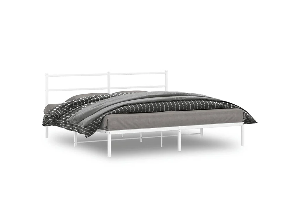 Cadre de lit métal sans matelas et tête de lit blanc 183x213 cm