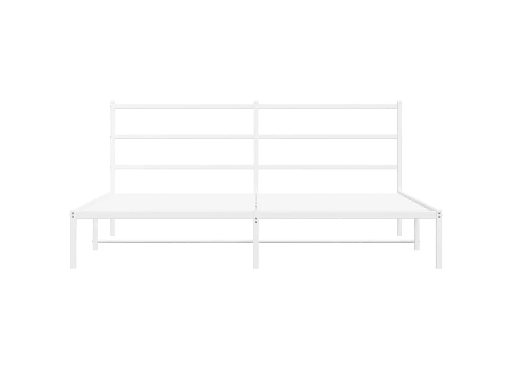 Cadre de lit métal sans matelas et tête de lit blanc 183x213 cm
