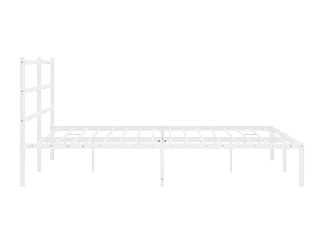 Cadre de lit métal sans matelas et tête de lit blanc 183x213 cm