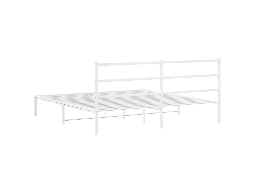 Cadre de lit métal sans matelas et tête de lit blanc 183x213 cm