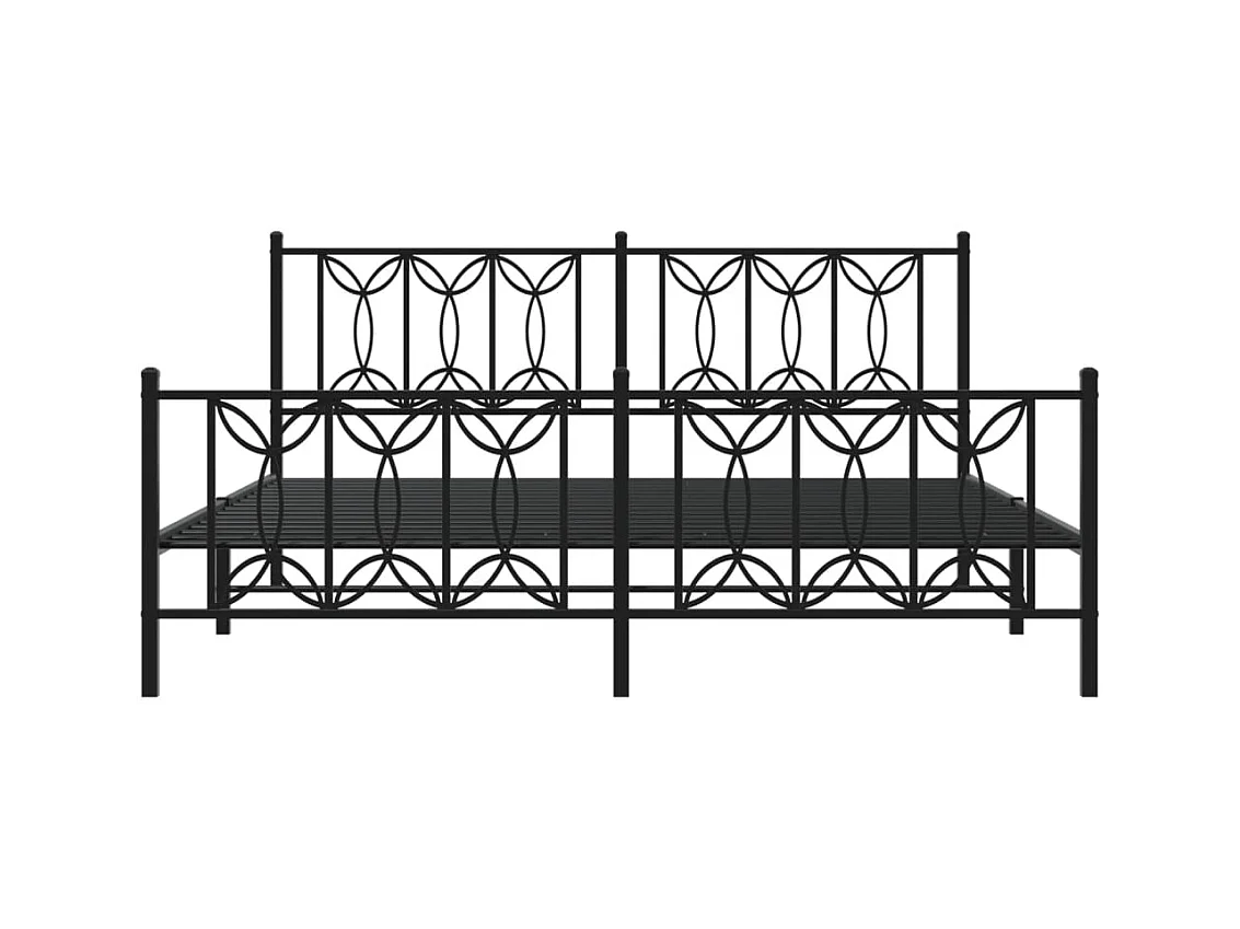 Cadre de lit métal sans matelas avec pied de lit noir 183x213cm