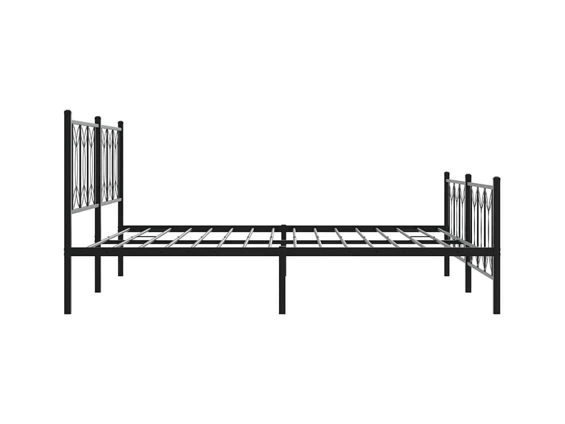 Cadre de lit métal sans matelas avec pied de lit noir 183x213cm