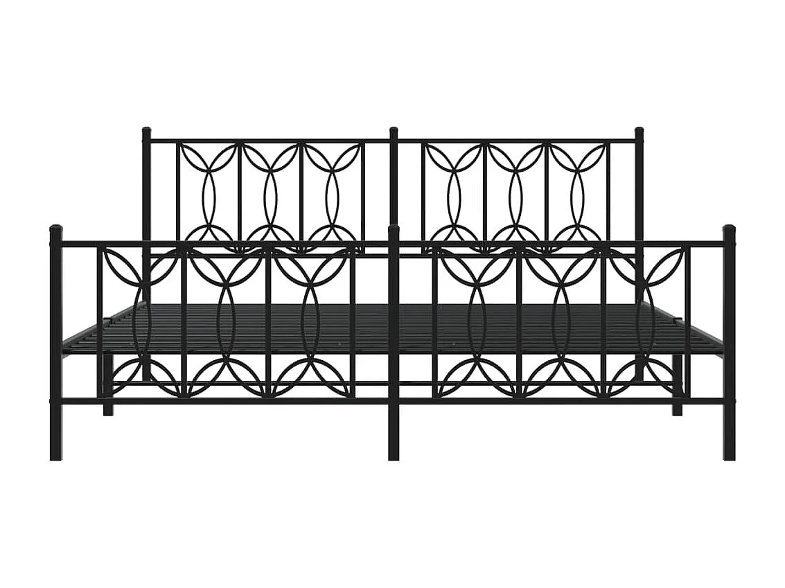Cadre de lit métal sans matelas avec pied de lit noir 183x213cm